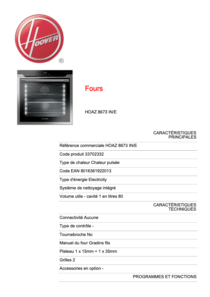 Image de la première page du manuel de l'appareil HOAZ 8673 IN/E