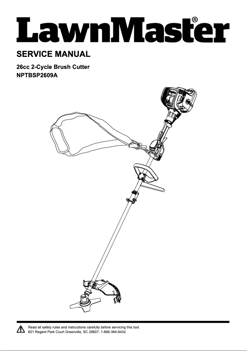 Page n°1 - Manuel utilisateur LawnMaster NPTBSP2609A