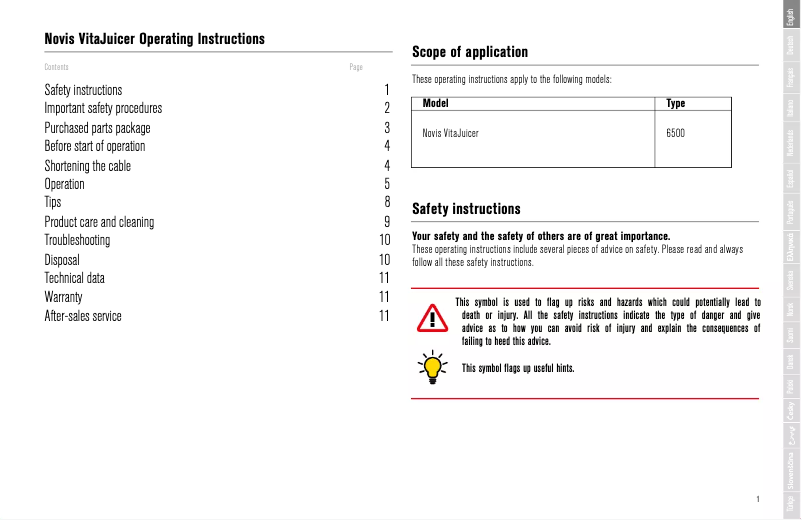 Image de la première page du manuel de l'appareil VitaJuicer S2