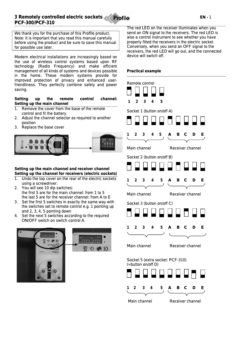 Page n°1 - Manuel utilisateur Profile PCF-300