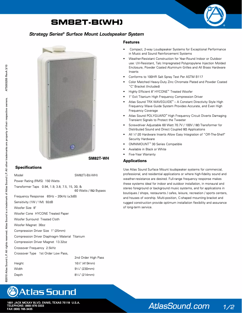 Image de la première page du manuel de l'appareil SM82T