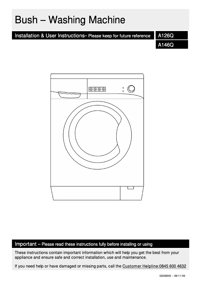Page 1 de la notice Manuel utilisateur Bush A126Q