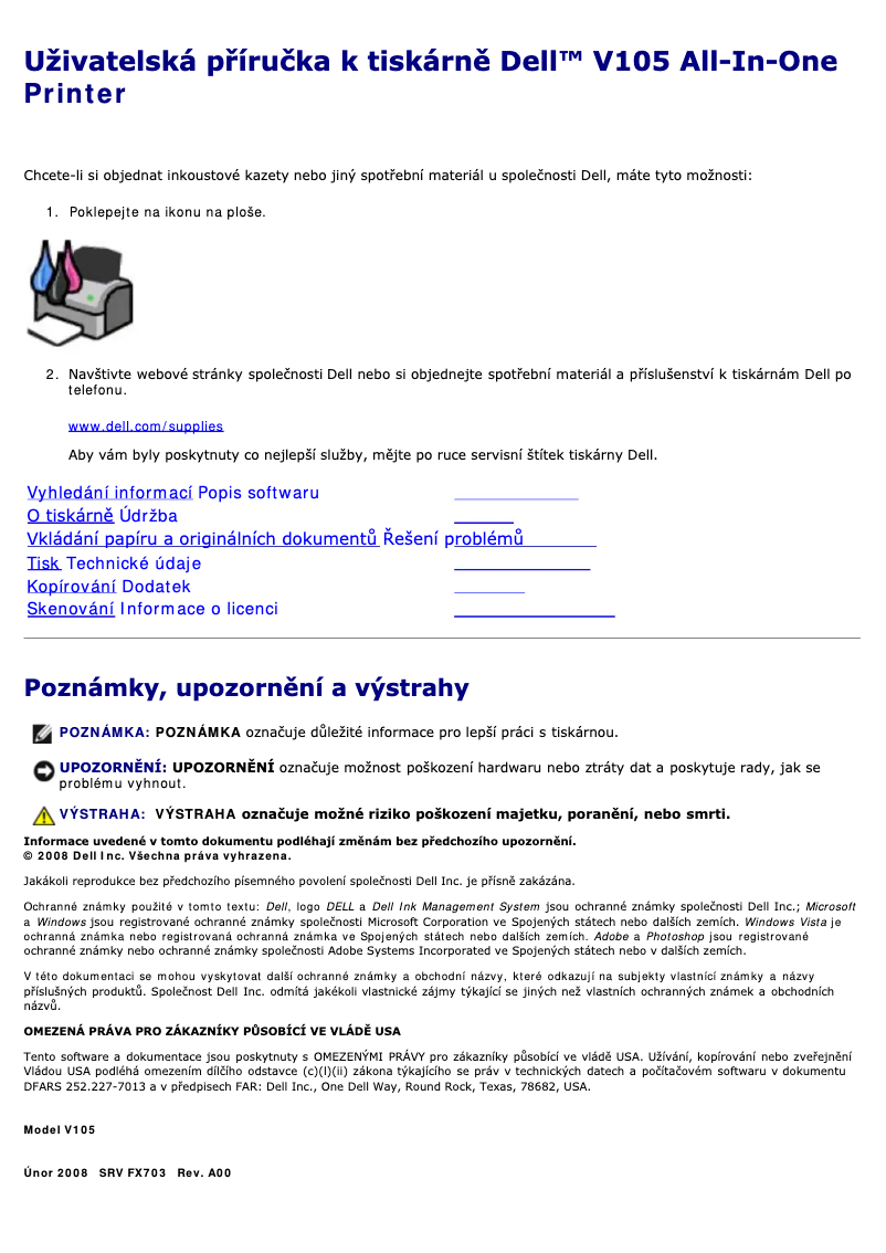 Image de la première page du manuel de l'appareil V105