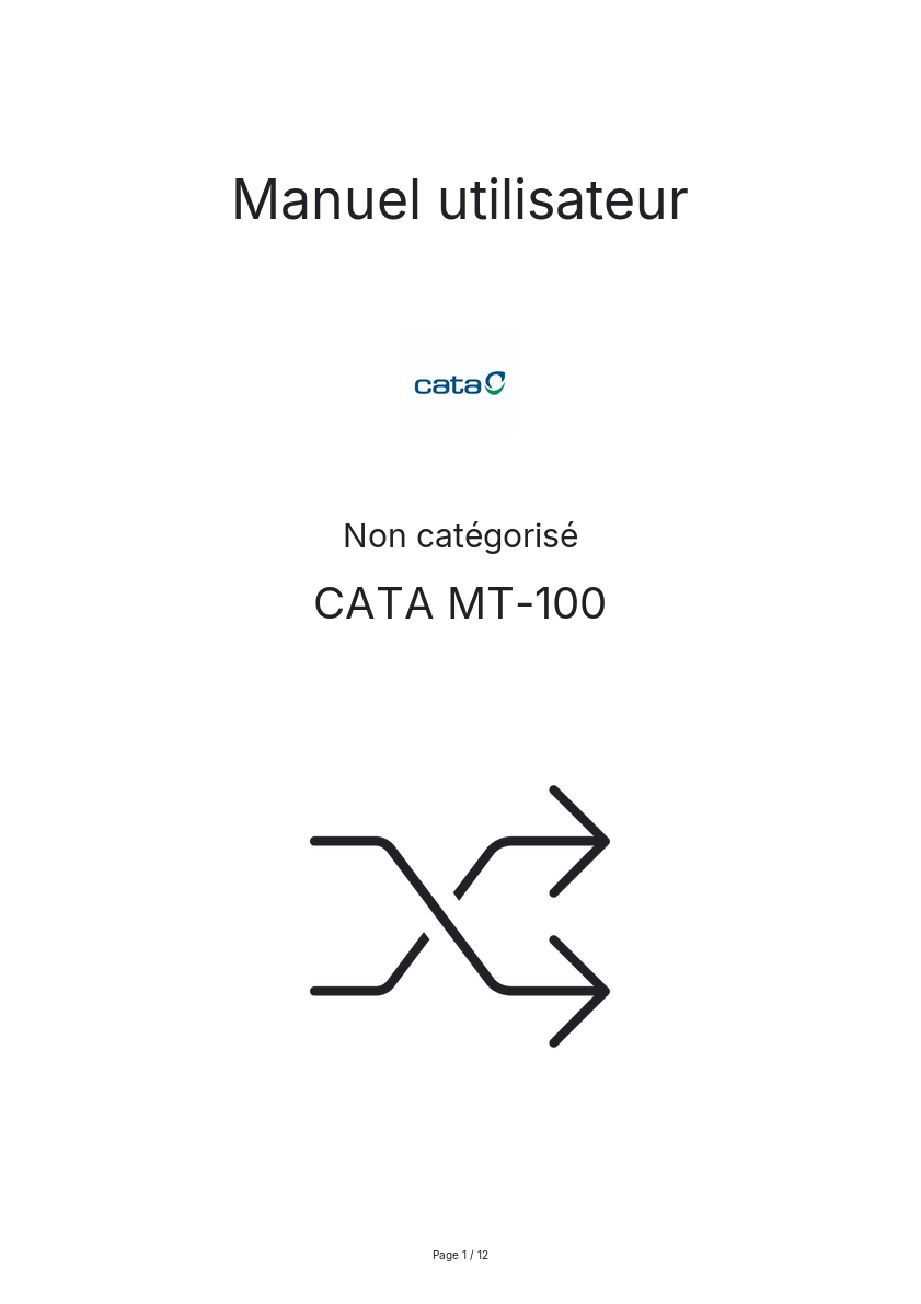 Page n°1 - Manuel utilisateur CATA MT-100