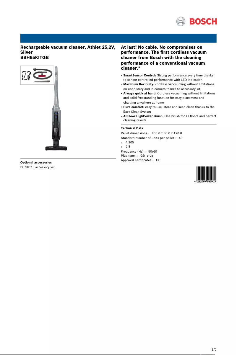 Image de la première page du manuel de l'appareil Athlet BBH65KITGB