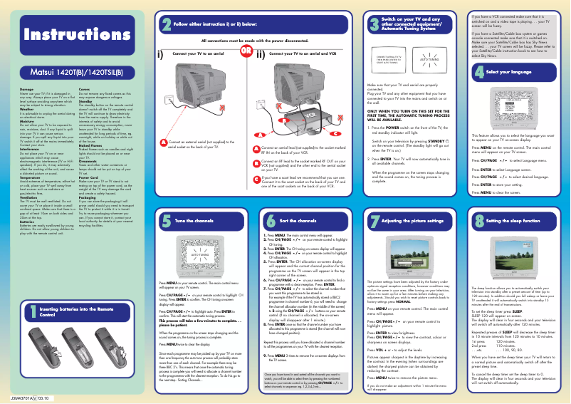 Page 1 de la notice Manuel utilisateur Matsui 1420TSIL(B)
