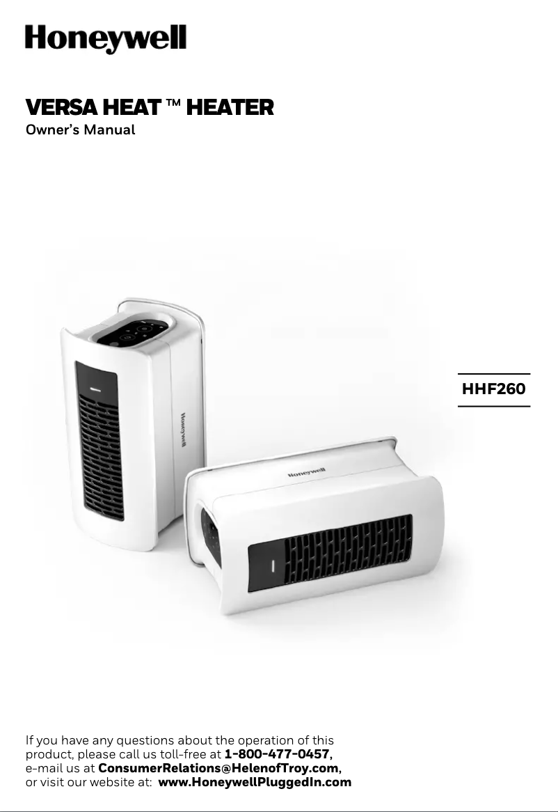 Page 1 de la notice Manuel utilisateur Honeywell VersaHeat HHF260
