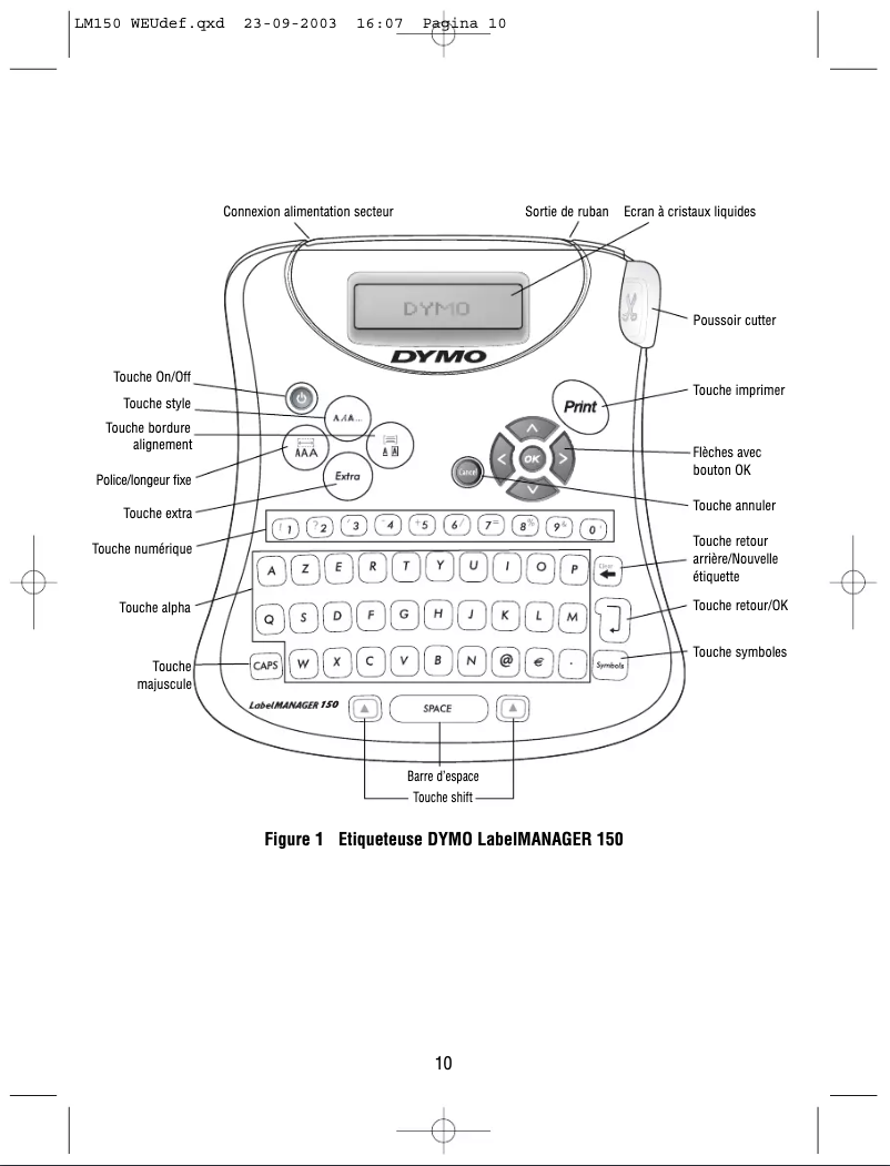 Page 1 de la notice Manuel utilisateur Dymo LabelManager 150