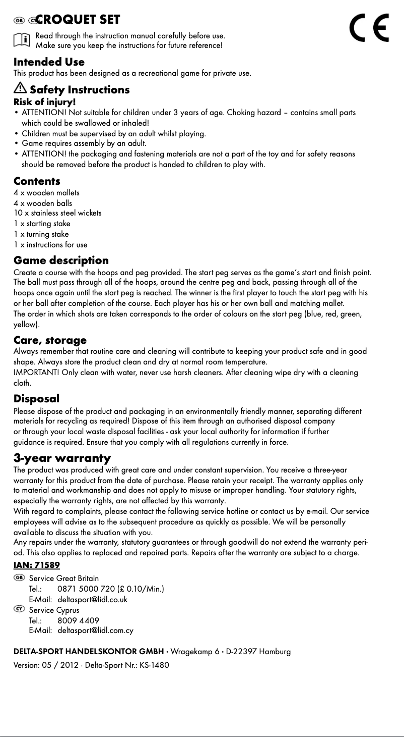 Page 1 de la notice Manuel utilisateur Playtive IAN 71589