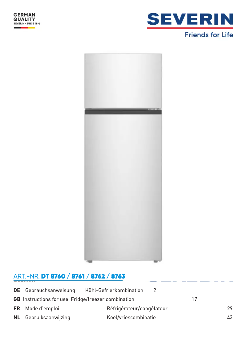 Page n°1 - Manuel utilisateur Severin DT 8791