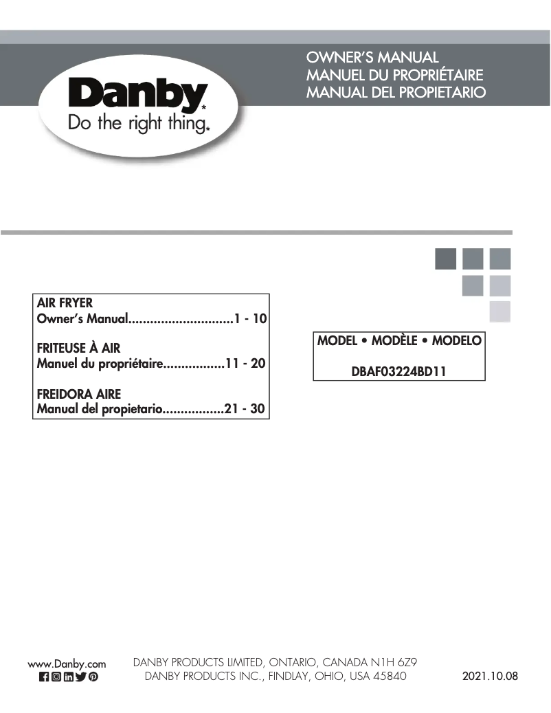Page 1 de la notice Manuel utilisateur Danby DBAF03224BD11