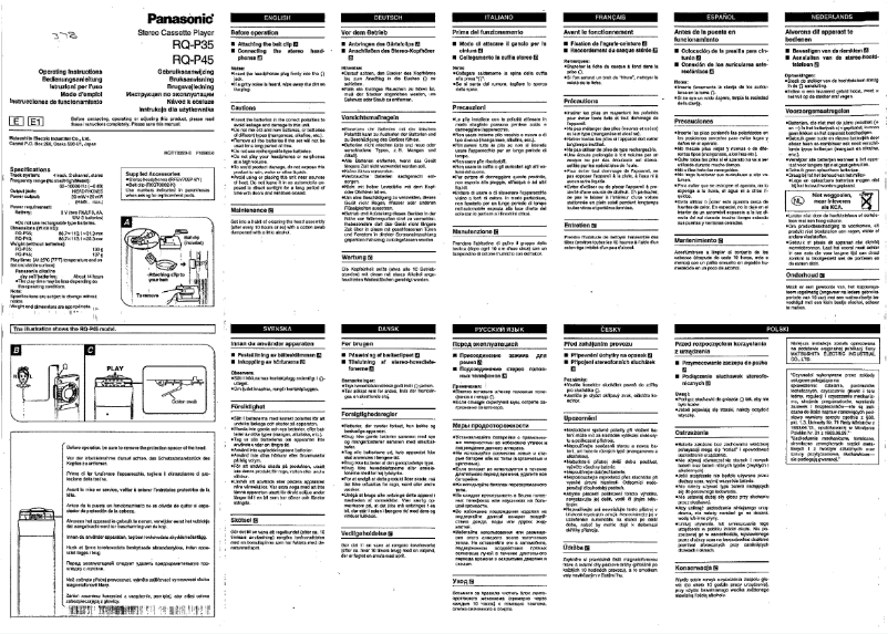 Page 1 de la notice Manuel utilisateur Panasonic RQ-P35