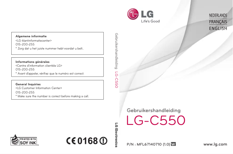 Page 1 de la notice Manuel utilisateur LG LG-C550