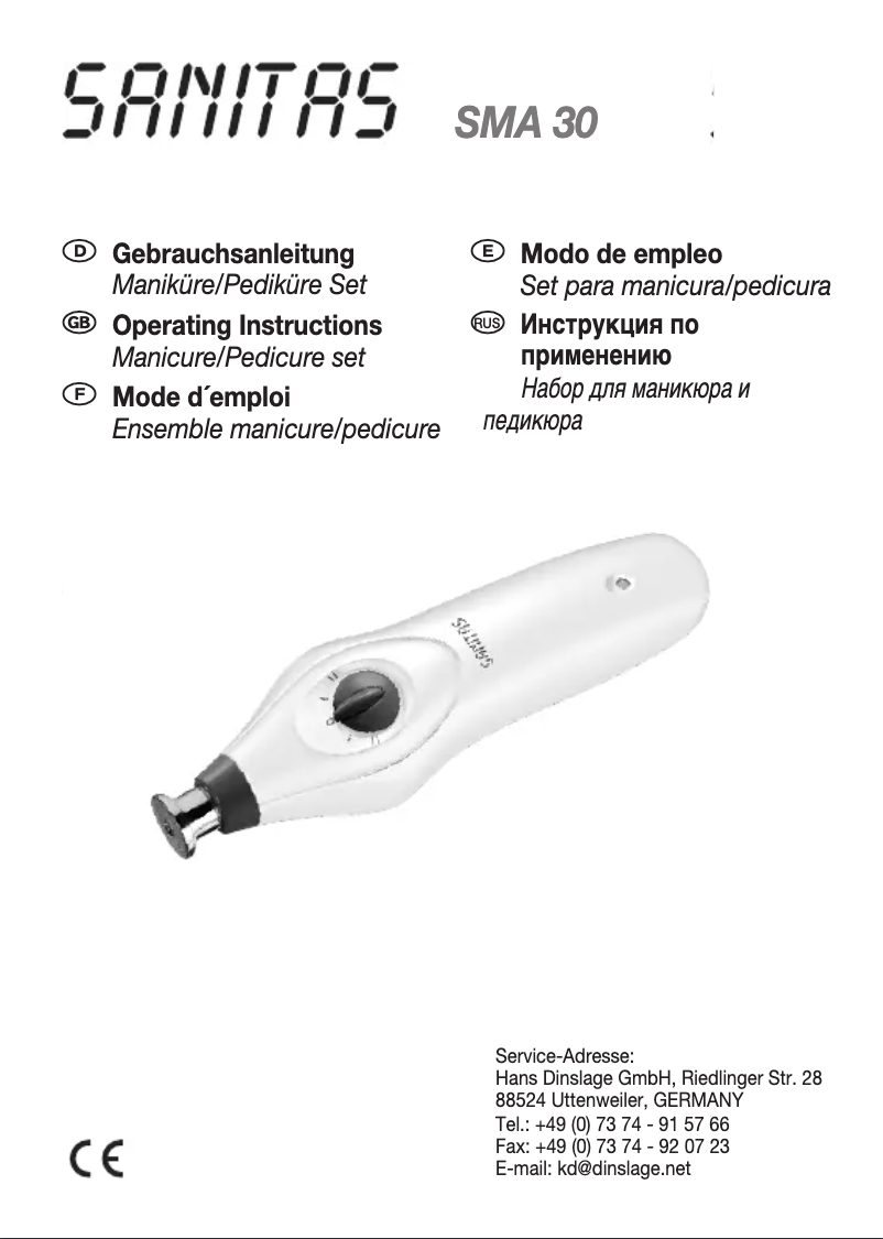 Page 1 de la notice Manuel utilisateur Sanitas SMA 30