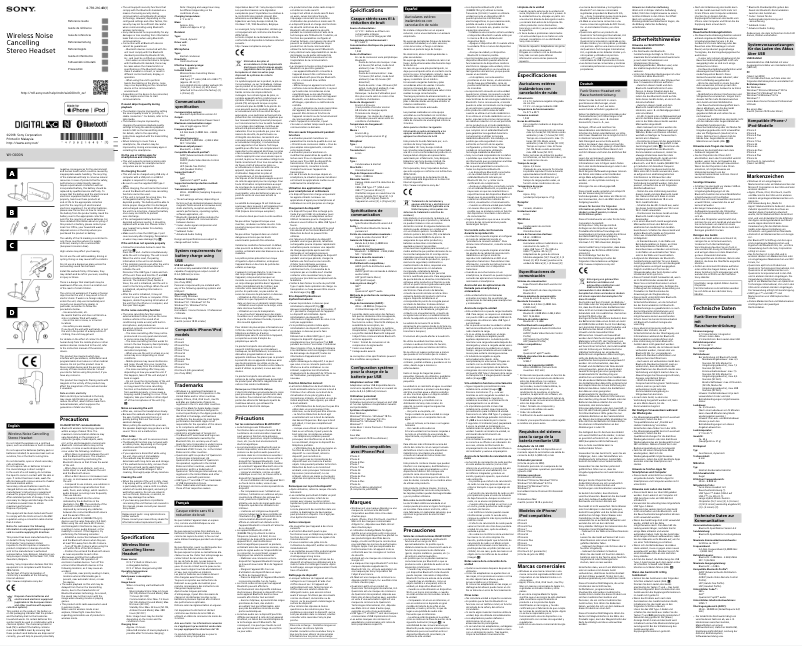 Page 1 de la notice Manuel utilisateur Sony WI-C600N