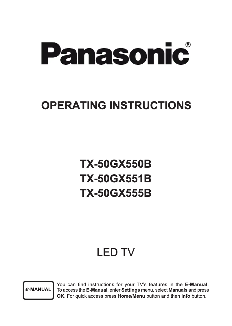 Page 1 de la notice Manuel utilisateur Panasonic TX-50GX550B
