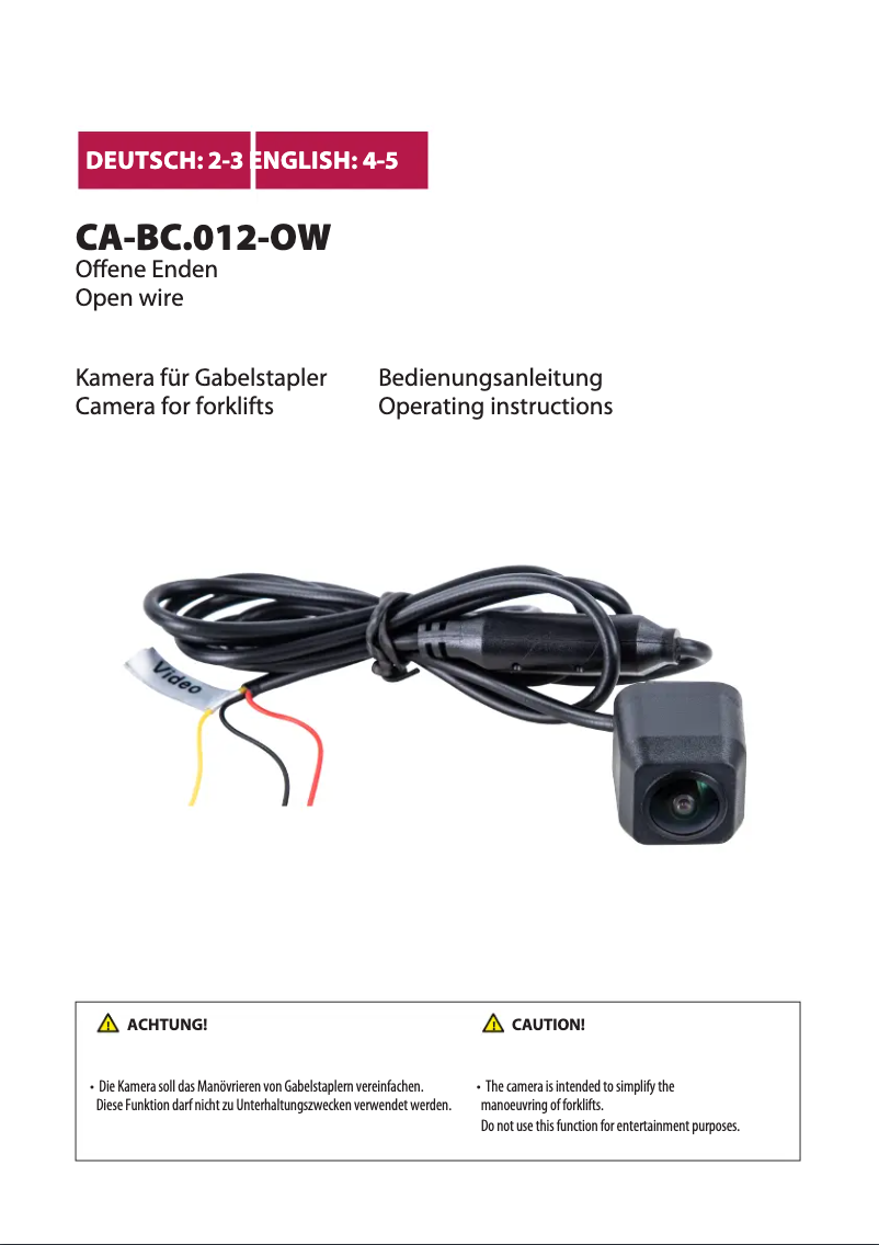 Page n°1 - Manuel utilisateur Pioneer CA-BC.012-OW