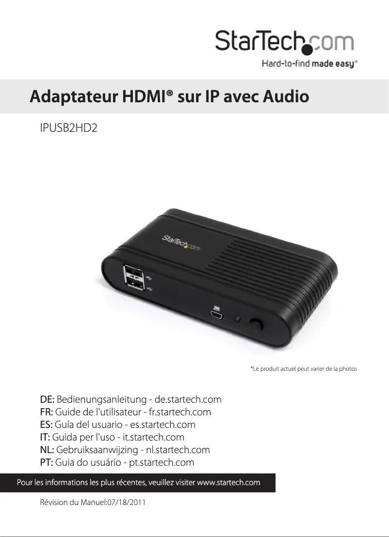 Page 1 de la notice Manuel utilisateur StarTech.com IPUSB2HD2