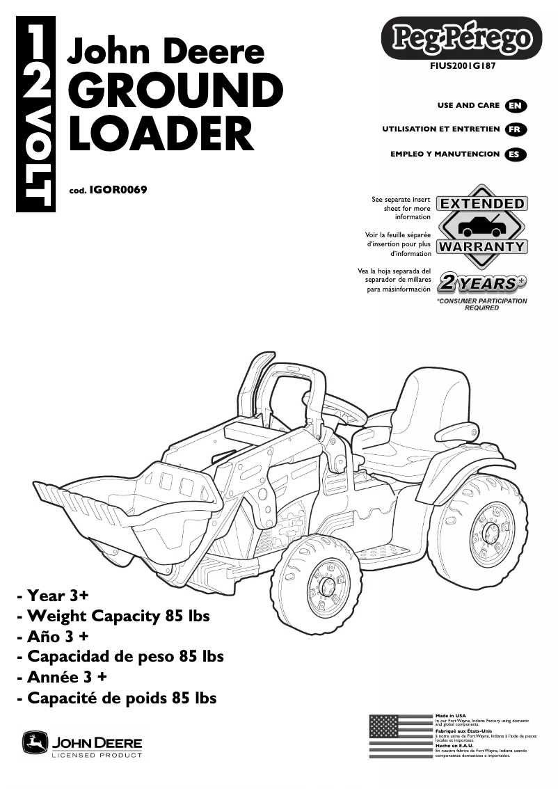 Image de la première page du manuel de l'appareil John Deere Ground Loader