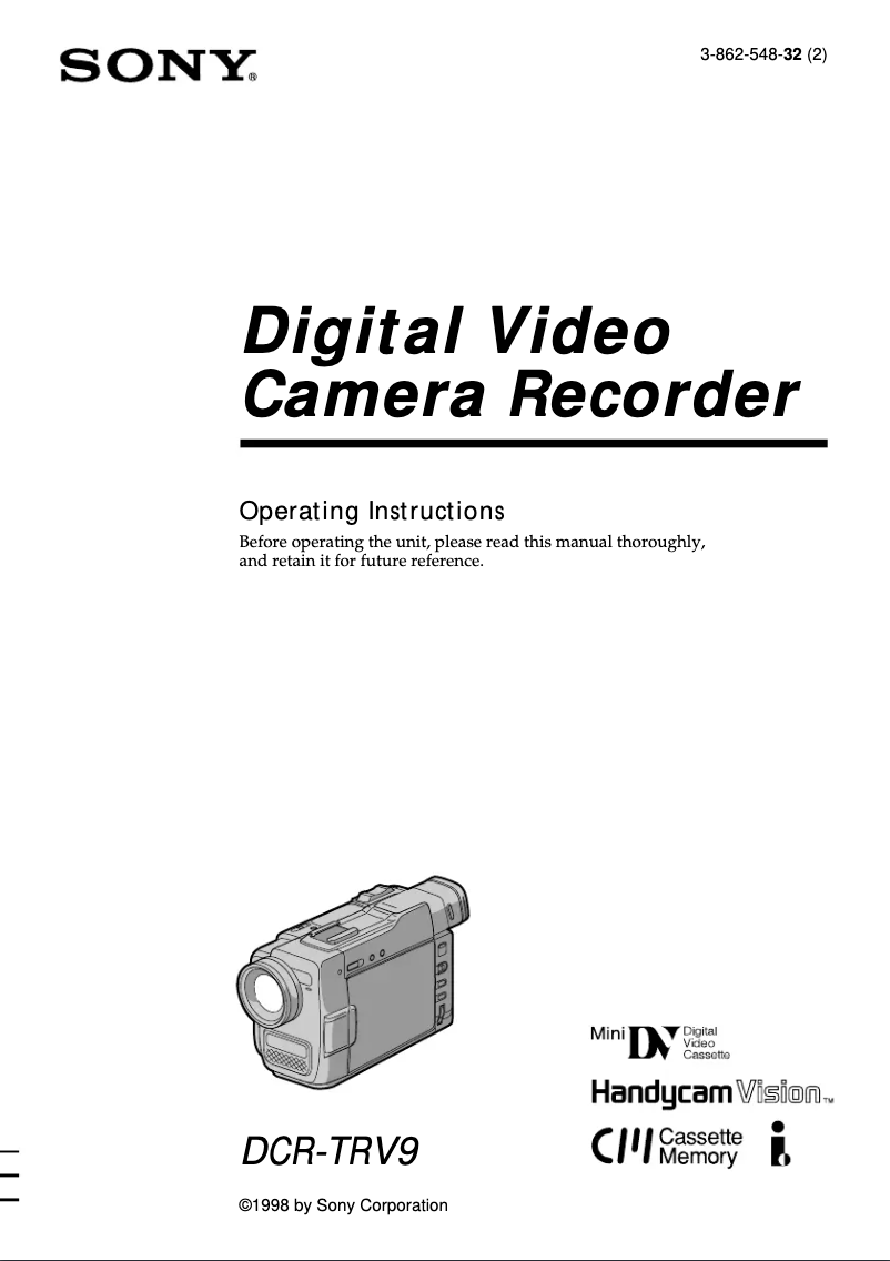 Page 1 de la notice Manuel utilisateur Sony DCR-TRV9