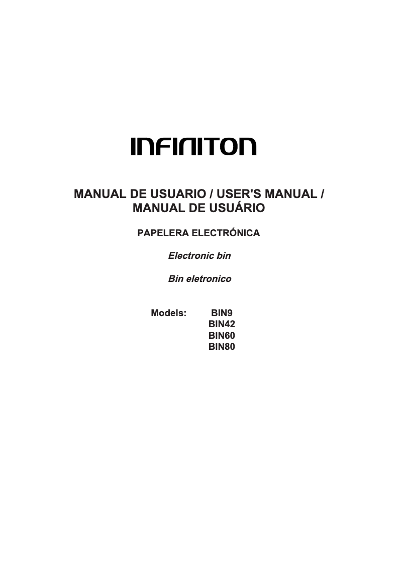 Page 1 de la notice Manuel utilisateur Infiniton BIN42