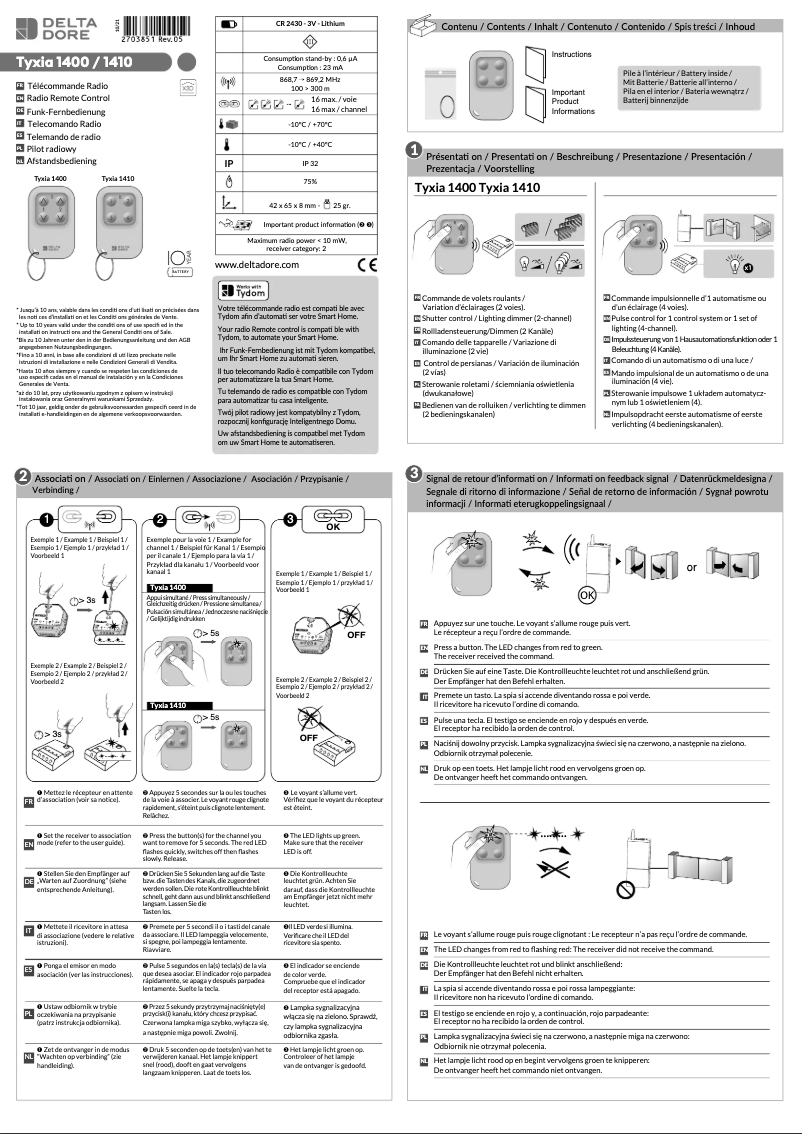 Image de la première page du manuel de l'appareil Tyxia 1400