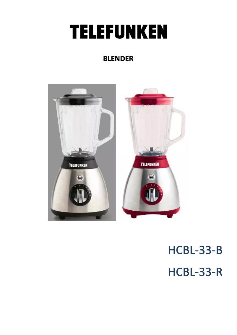 Page 1 of the manual User Manual Telefunken HCBL-33-R