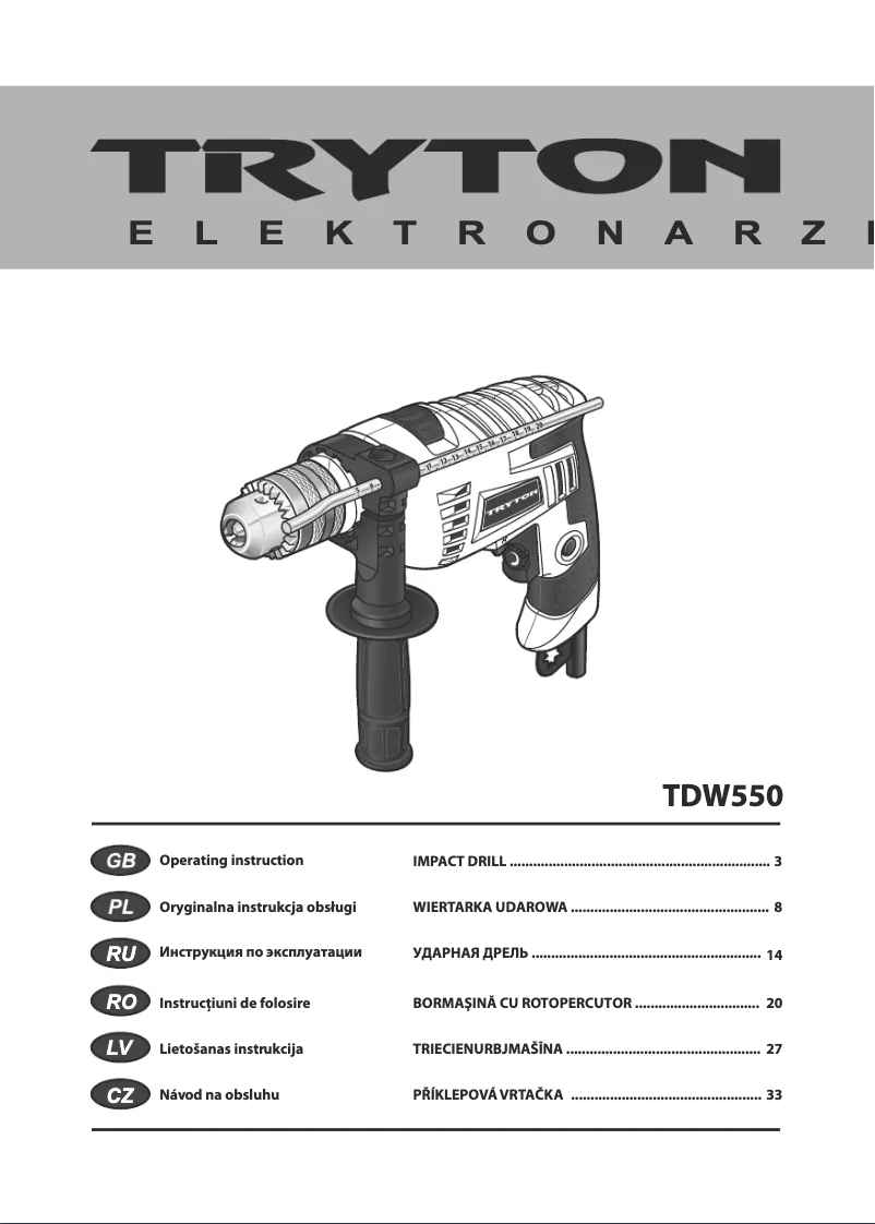 Page n°1 - Manuel utilisateur Tryton TDW550