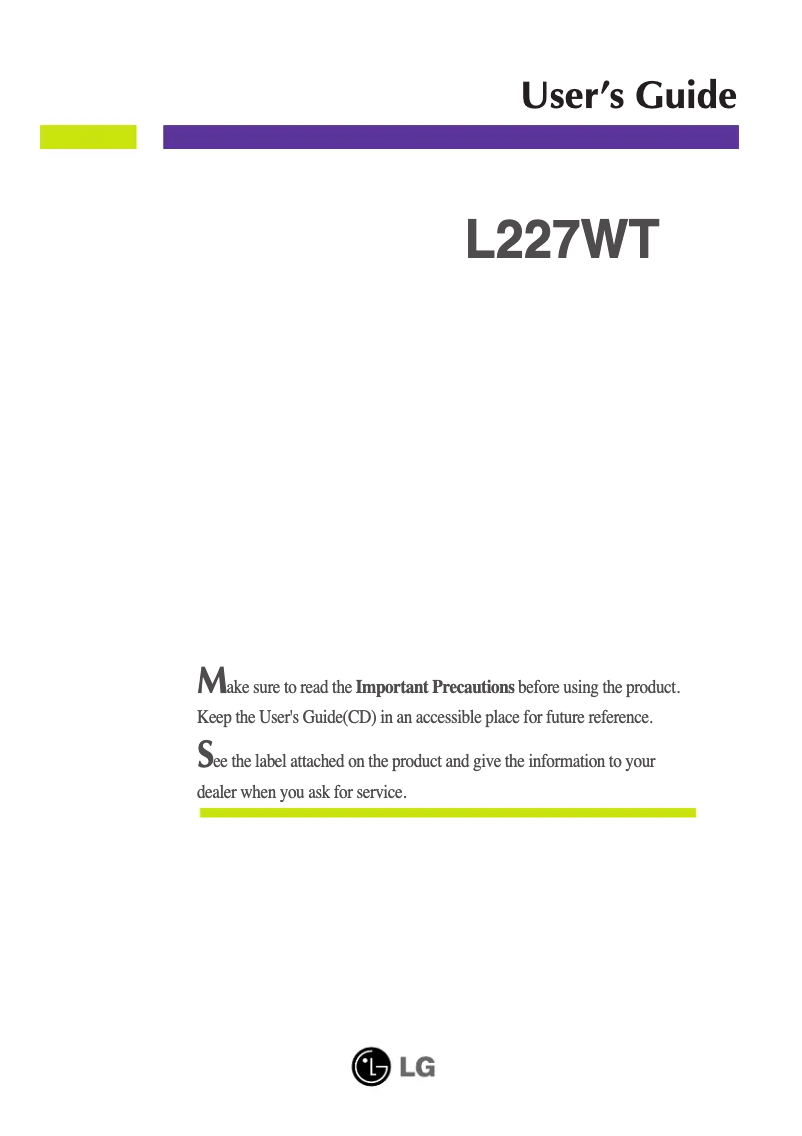 Image de la première page du manuel de l'appareil L227WTG