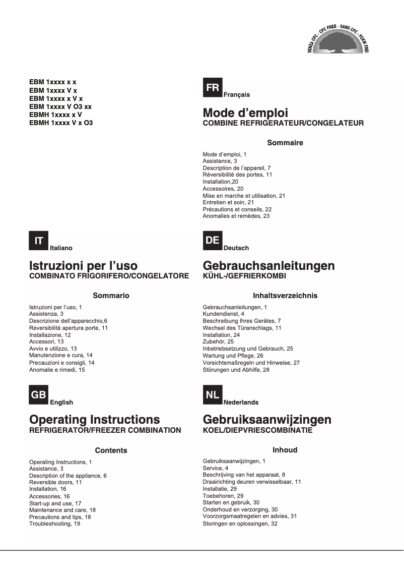 Page n°1 - Manuel utilisateur Hotpoint Ariston EBM 18311 V 03 AI