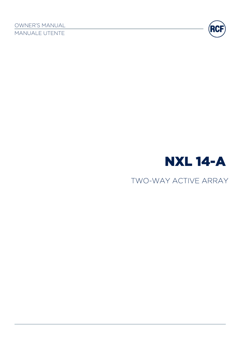 Page n°1 - Manuel utilisateur RCF NXL 14-A