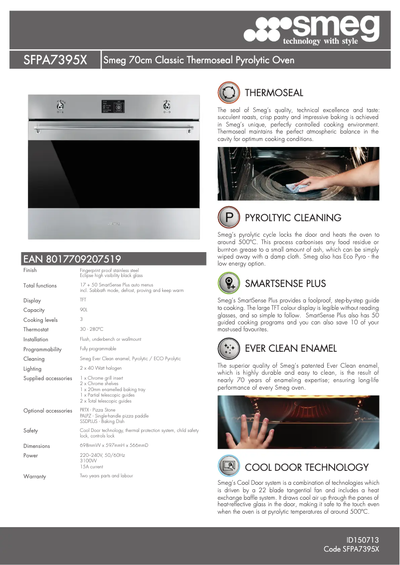Page n°1 - Fiche technique Smeg SFPA7395X