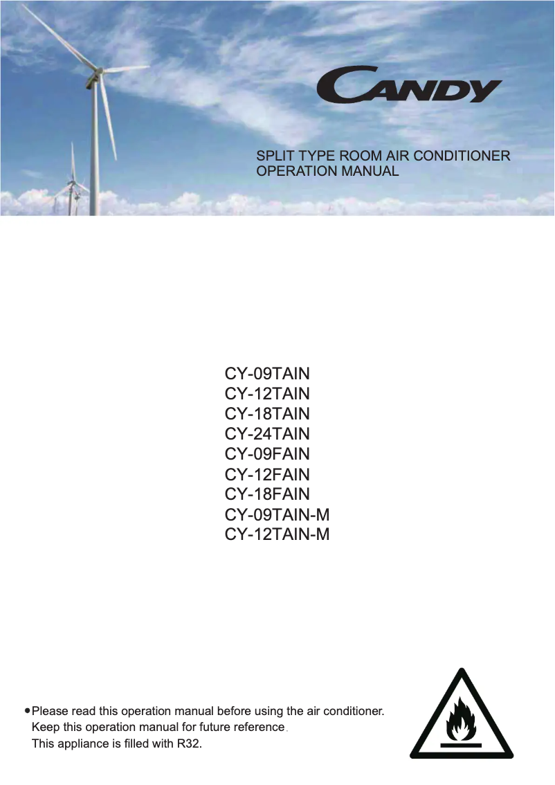 Page 1 de la notice Manuel utilisateur Candy CY-12TAIN