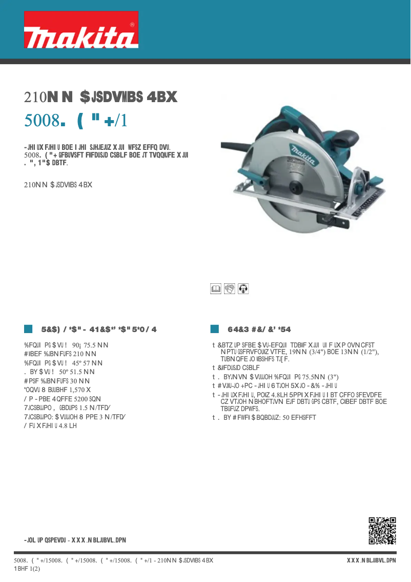 Page 1 de la notice Fiche technique Makita 5008MGAJ/1