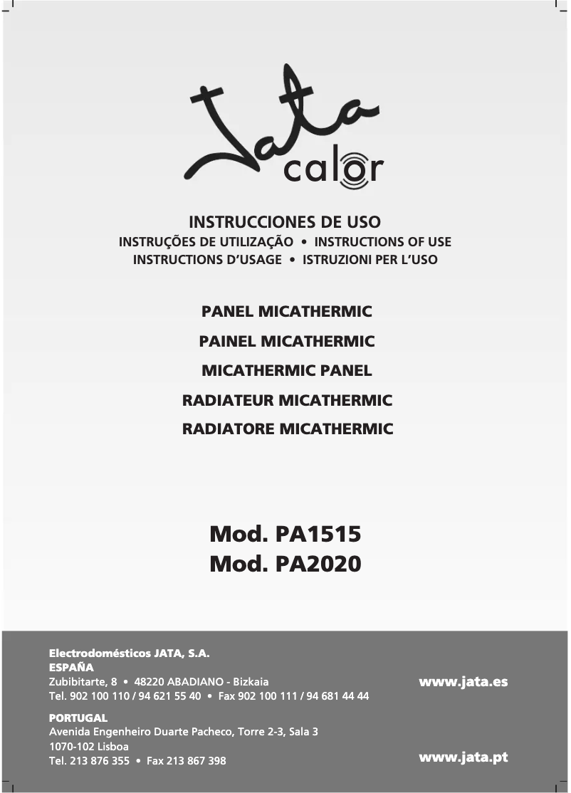 Image de la première page du manuel de l'appareil PA2020