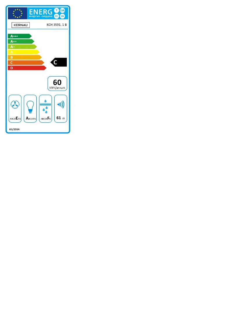 Page 1 de la notice Label énergétique Kernau KCH 3591.1 W