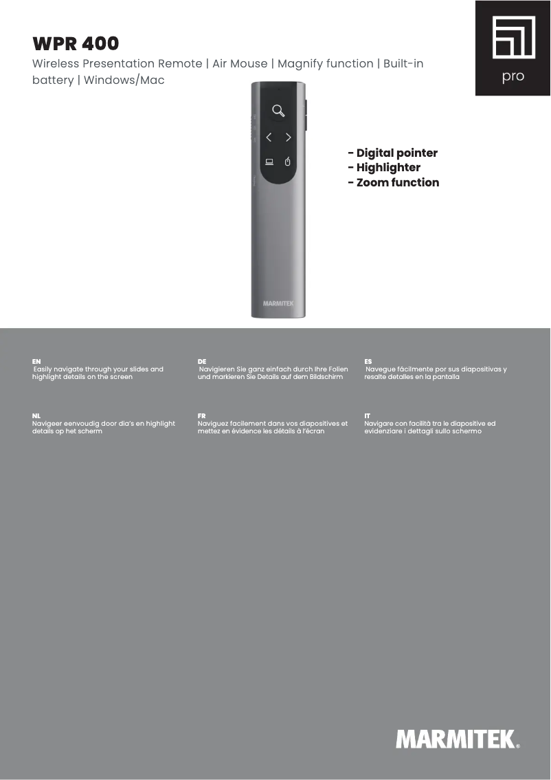 Image de la première page du manuel de l'appareil WPR 400