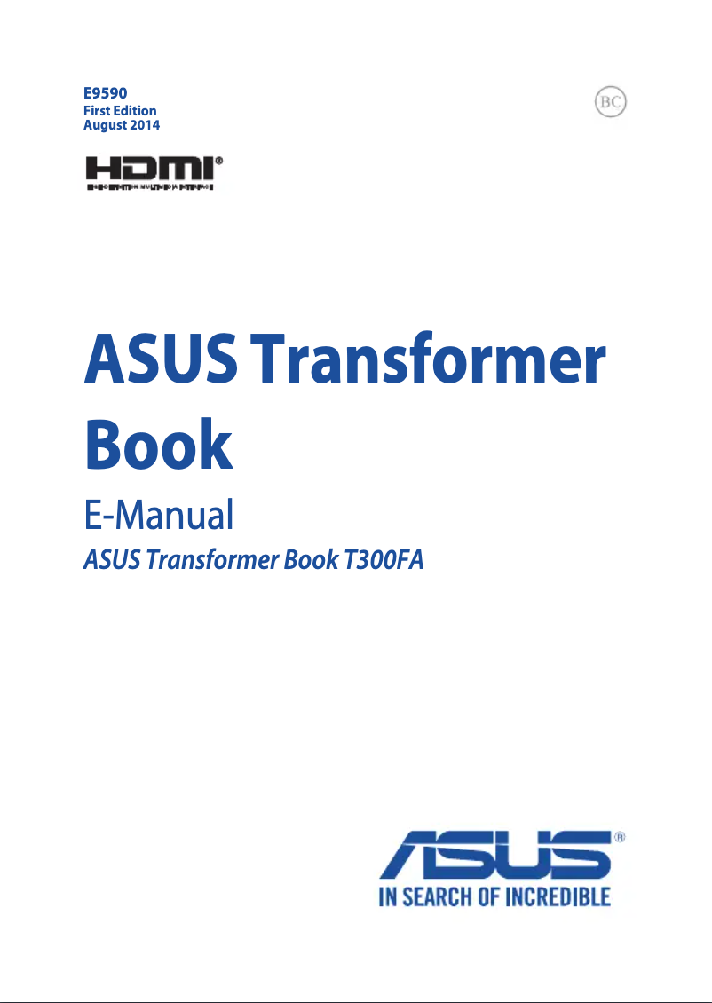 Page n°1 - Manuel utilisateur Asus Asus Transformer Book T300FA