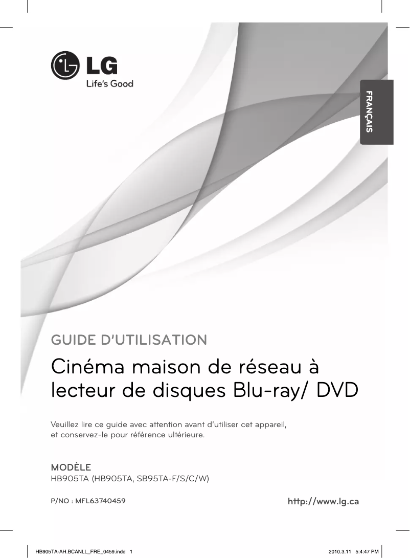 Page n°1 - Manuel utilisateur LG HB905TA