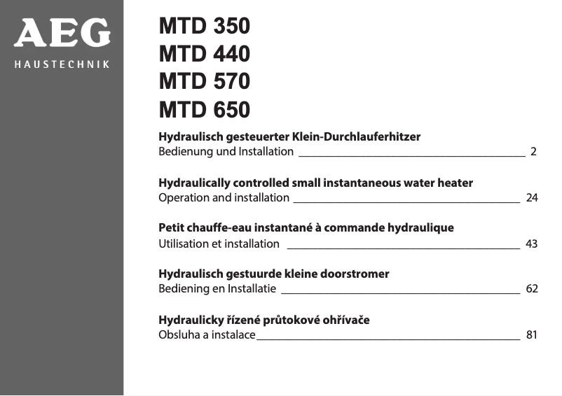 Imagen de la primera página del manual del dispositivo MTD 650