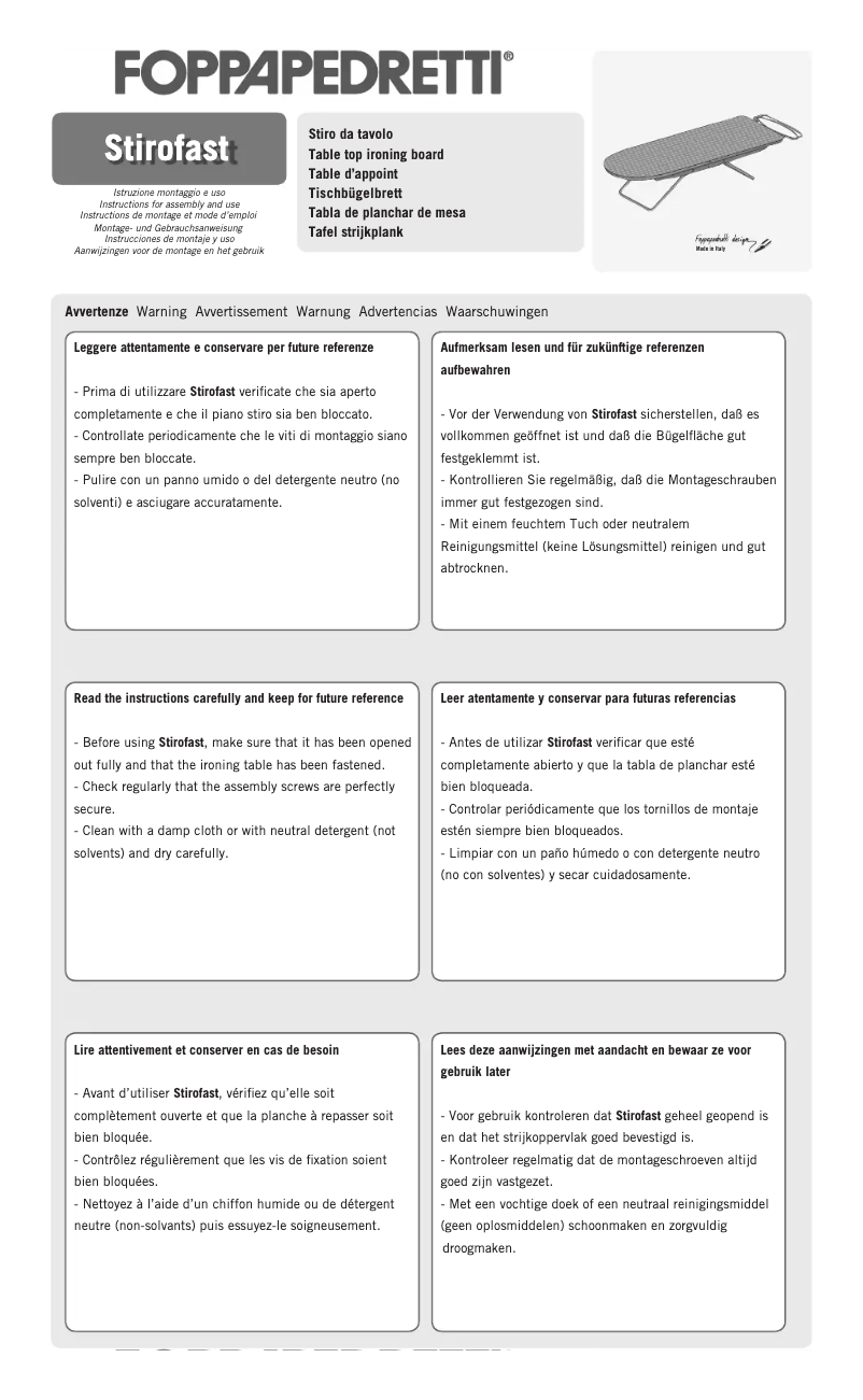 Page 1 of the manual User Manual Foppapedretti Stirofast