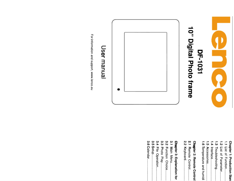 Page 1 de la notice Manuel utilisateur Lenco DF-1031