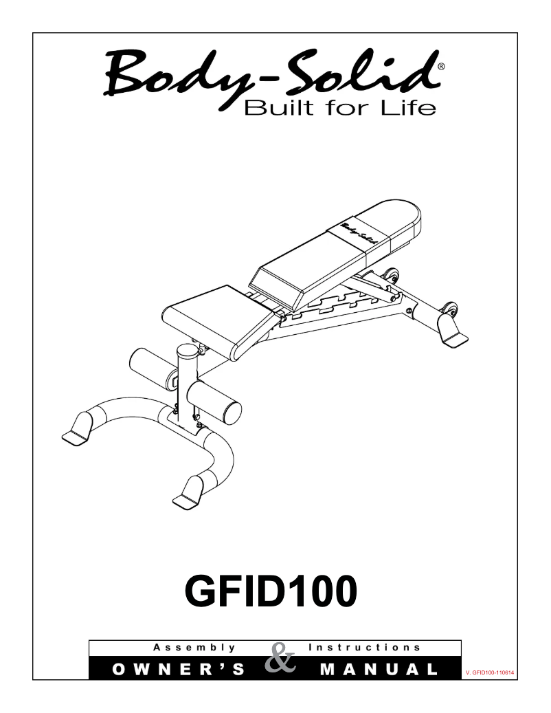 Page 1 de la notice Manuel utilisateur Body-Solid GFID100