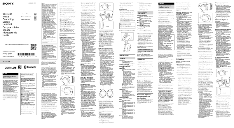 Página 1 del manual Manual de usuario Sony WH-CH710N