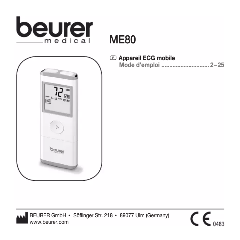 Page 1 de la notice Manuel utilisateur Beurer ME 80