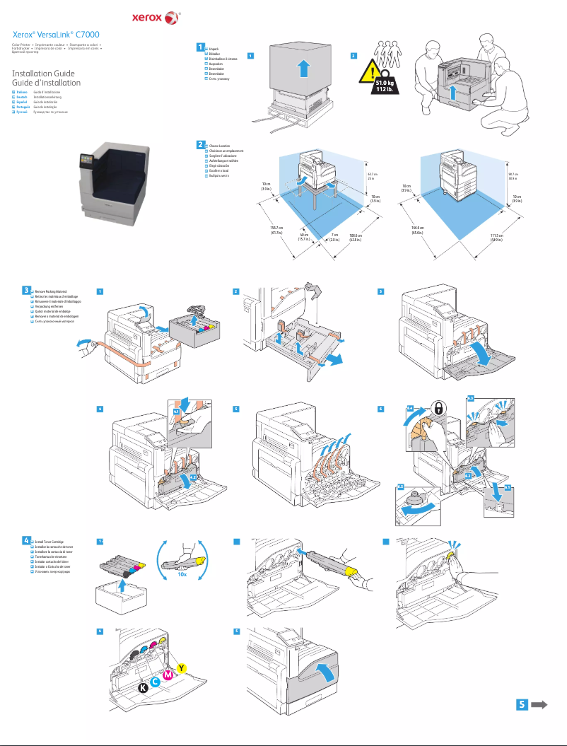 Page 1 de la notice Guide d'installation Xerox VersaLink C7000