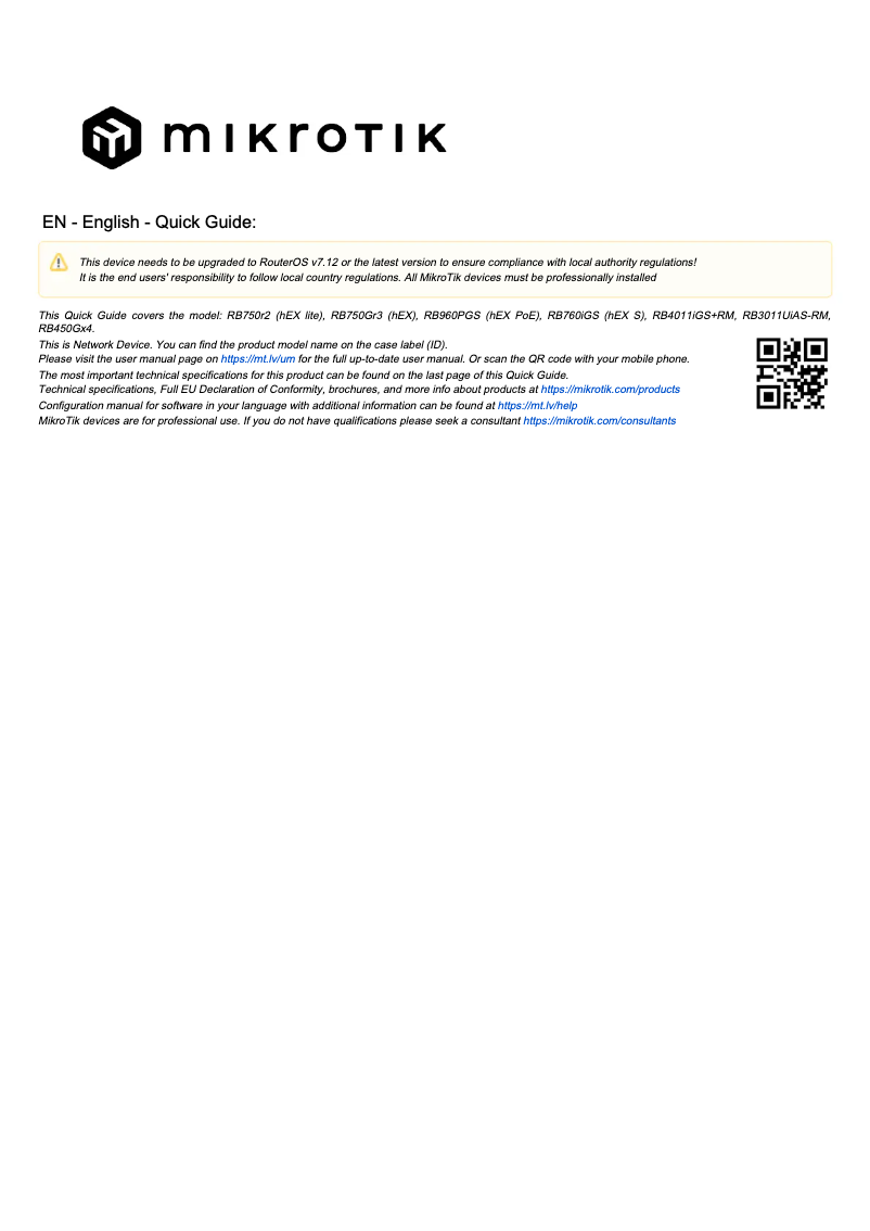 Image de la première page du manuel de l'appareil hEX S