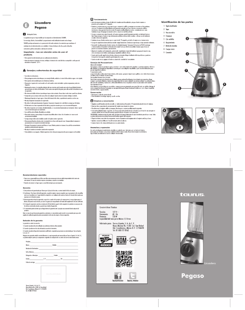 Página 1 del manual Manual de usuario Taurus Pegaso