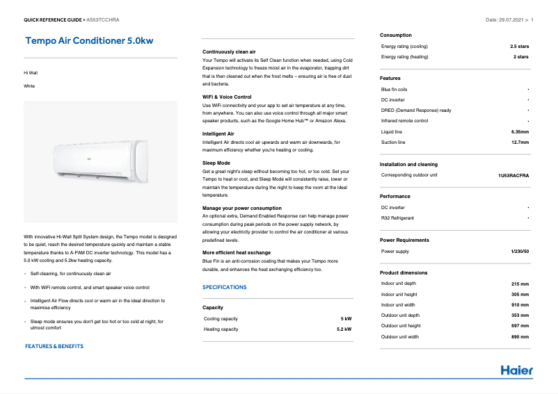 Image de la première page du manuel de l'appareil AS53TCCHRA