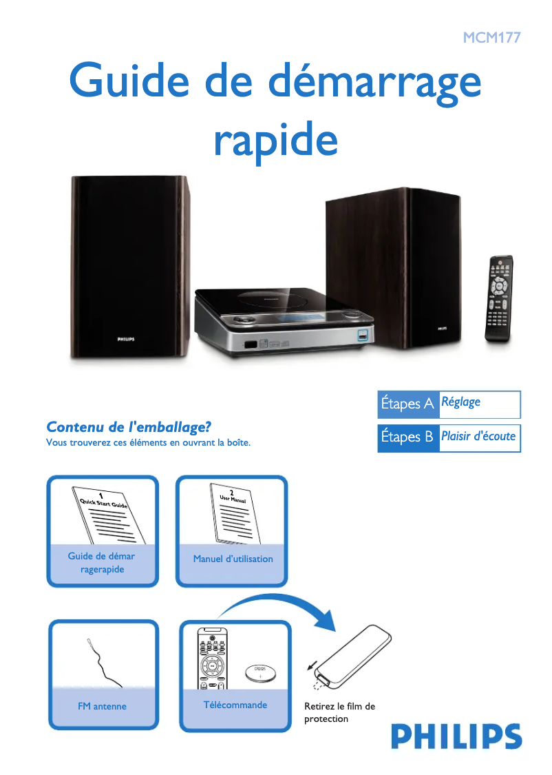 Page n°1 - Guide de démarrage rapide Philips MCM177